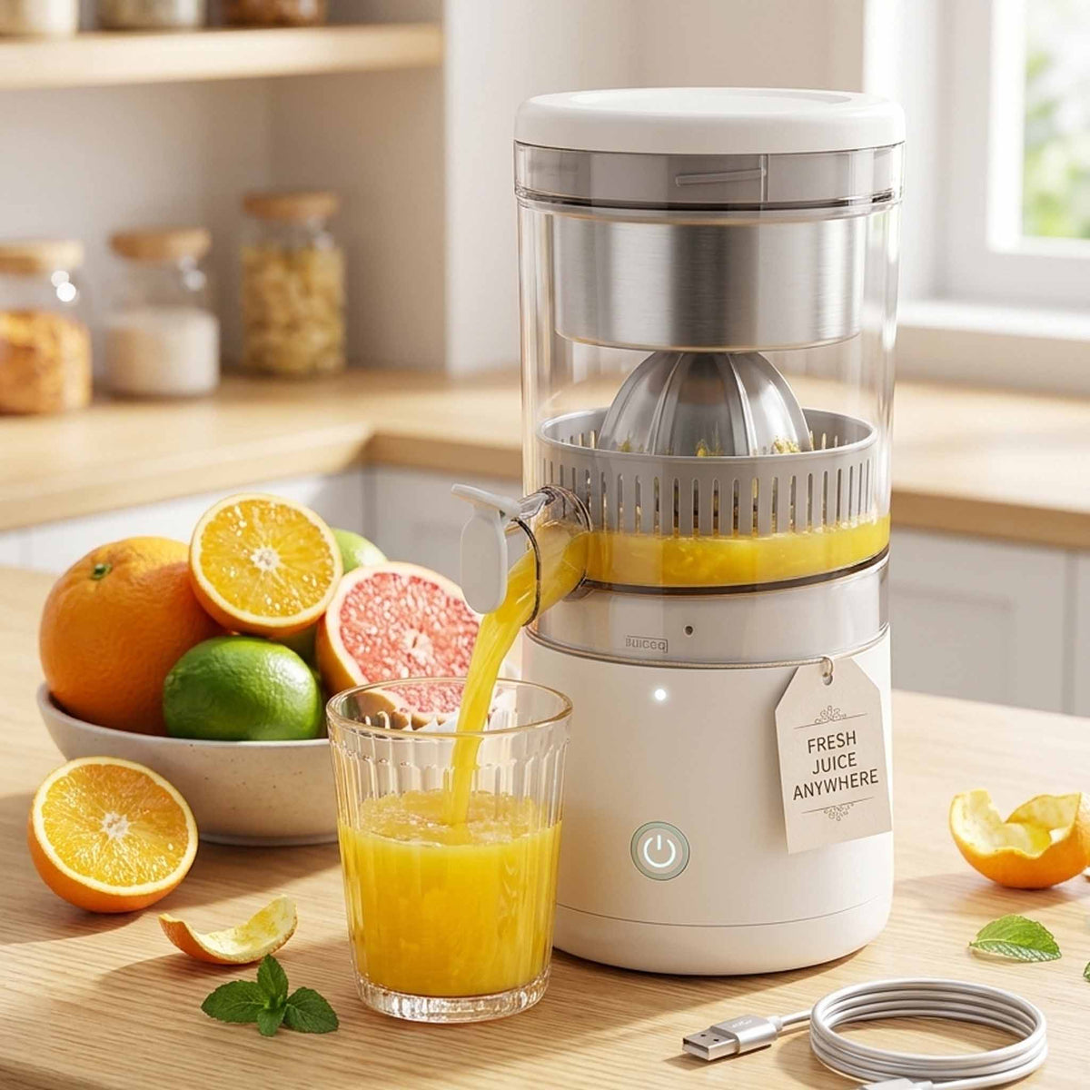 Portable Electric Citrus Juicer USB Rechargeable – Automatic Orange, Lemon & Lime Juicer
